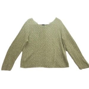 Eileen Fisher Linen Long Sleeve Sweater Green XL Casual Office